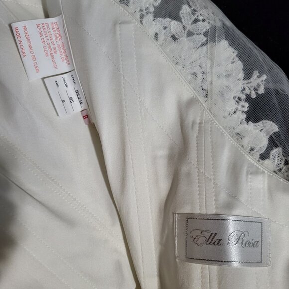 NWOT~$1650~ELLA ROSA~SZ 4~IVORY LACE EMBROIDERED FIT & FLARE WEDDING DRESS - Picture 15 of 16